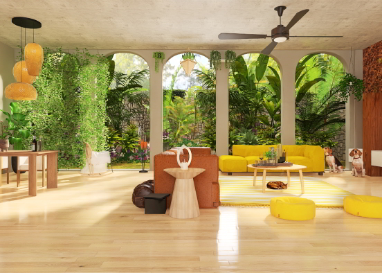 Summer chill living space  Design Rendering