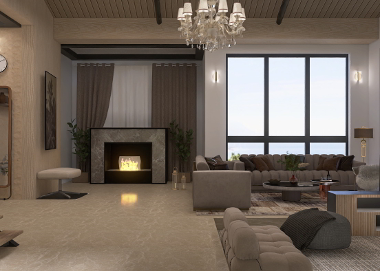 🤎🤎🔥 warm living room Design Rendering