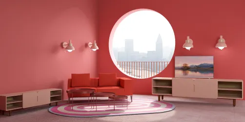 Pink fuzzy and cozy living room