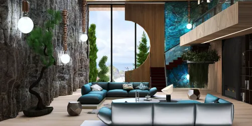 Combination of wood, stone and turquoise