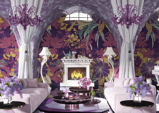 Salon violet d’une diva Design Rendering