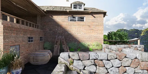 Casa en la cima de la montaña 