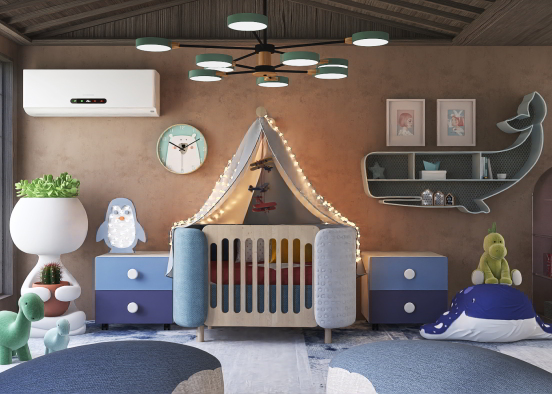 A Messy Baby Boy's Room Design Rendering