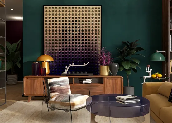 Color Triad Living Room Design Rendering