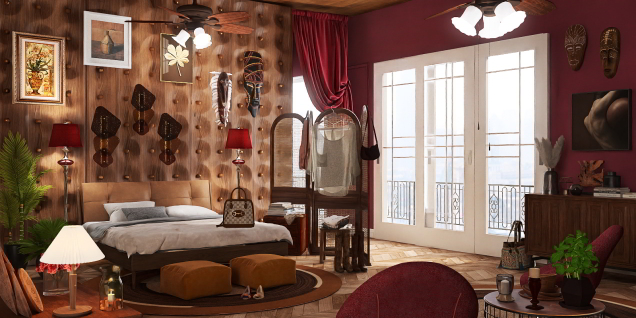 Colonial bedroom with an African twist 