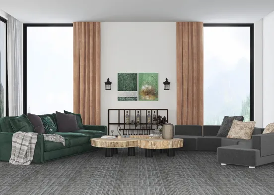 Light airy contemporary living room  Design Rendering