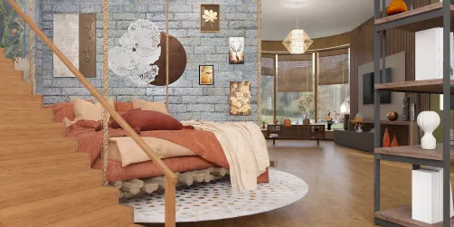 Rustic  basement bedroom