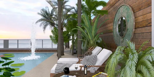 Ocean side pool with fountain 