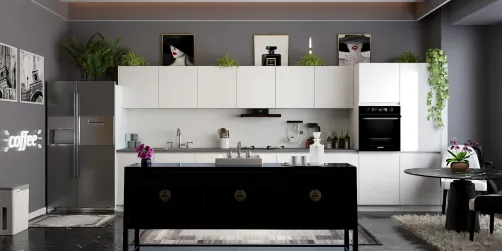 black white and gray kitchen