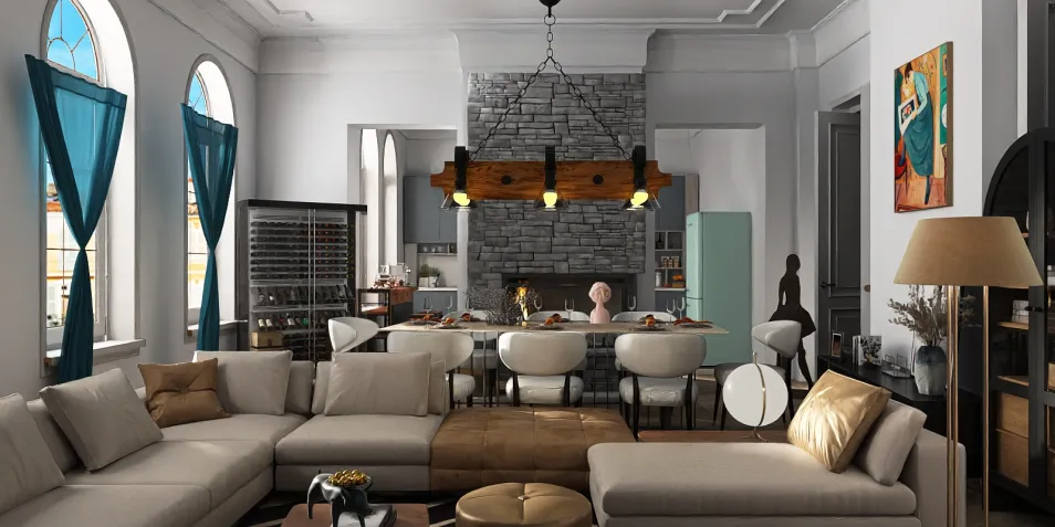 spacious living room with a cozy sofa arrangement featuring modern furniture style and natural decor, showcasing smart furniture layout using Homestyler's design tool