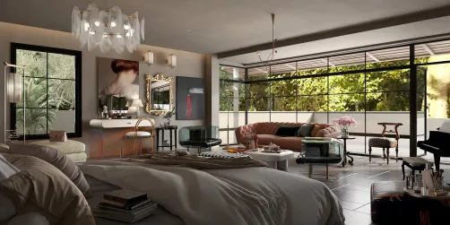 Glass room with patio