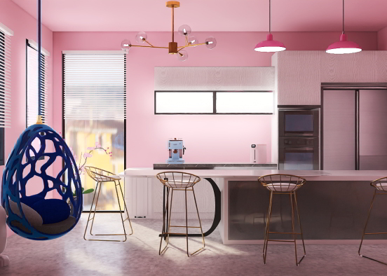 Pink Kitchen in Eupora/Cuisine rose à Eu Design Rendering