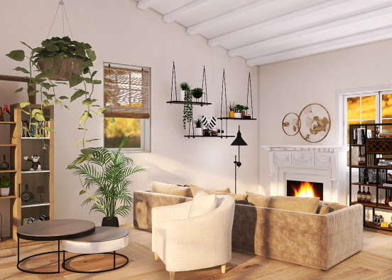 Room with fireplace Design Rendering
