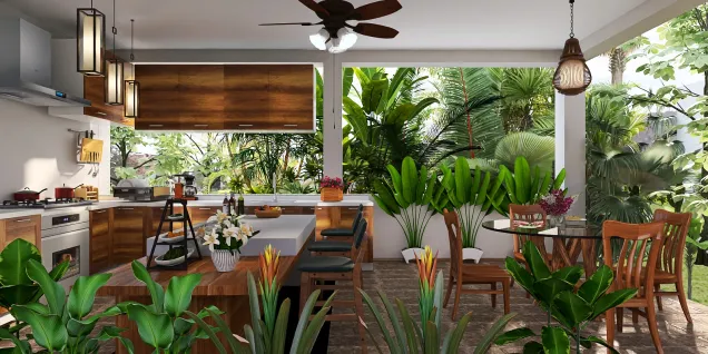 Tropical kitchen and dining. 