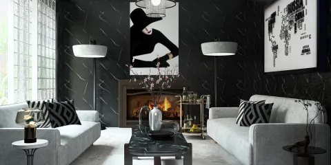 modern living room with elegant sofas and stylish decor featuring a large artwork, designed using Homestyler's real-time 3D rendering for a quick renovation preview.