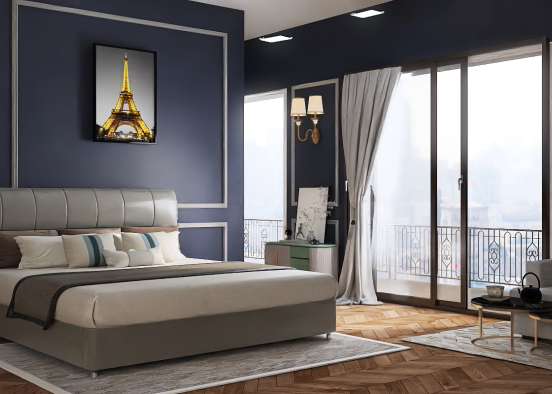 bedroom with balcony  Design Rendering