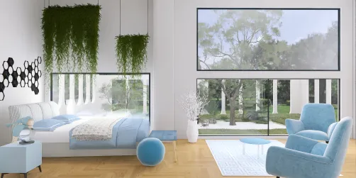 Baby blue themed bedroom