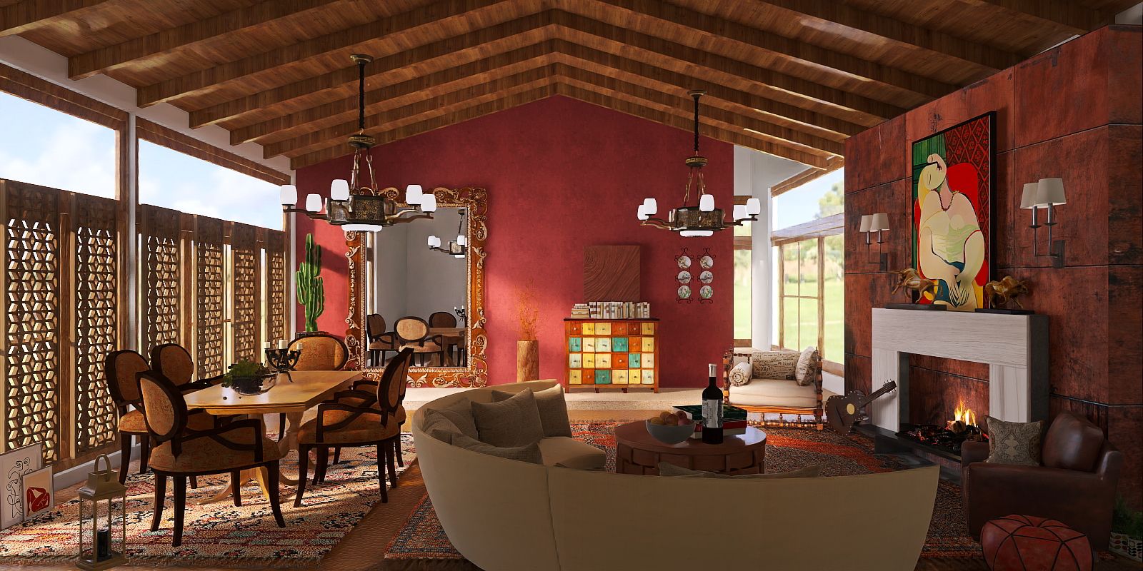 Bullfight inspired great room