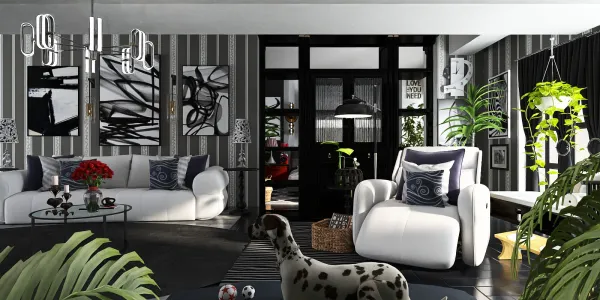 Living room and Bedroom 🖤🤍❤️