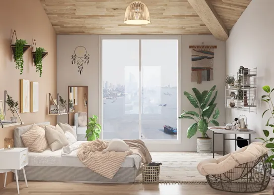 rustic simple bedroom  Design Rendering