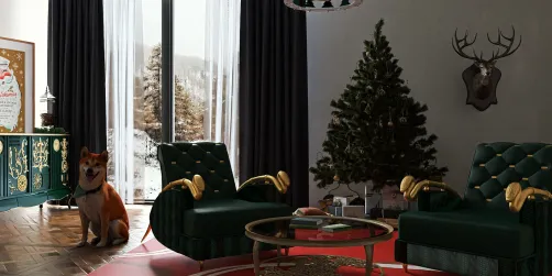 Living room with Christmas decor