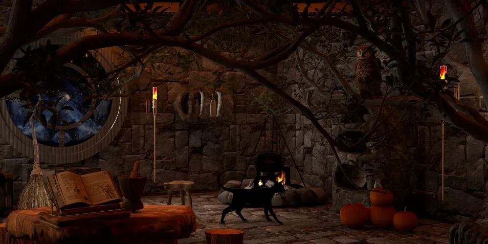 cozy living room with natural elements featuring a cat walking through the space, rustic design style, enhancing the warm atmosphere with homestyler's real-time 3D rendering feature.