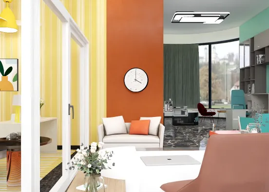 A colorfull office Design Rendering