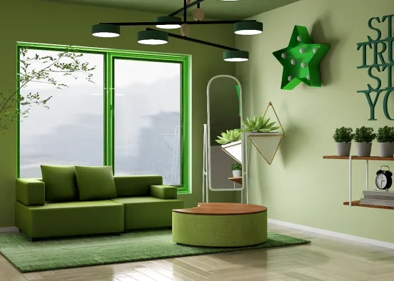 Green lounge room Design Rendering
