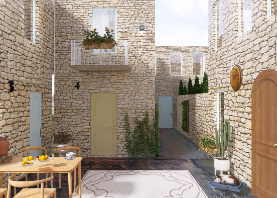 Mediterranean Courtyard Design Rendering