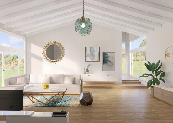 Teal Living room Design Rendering