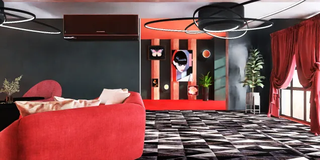 Red & Black Living Room