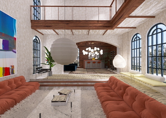 Dopamine living room and bar 🎨 Design Rendering