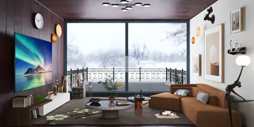 living Room in Snow day