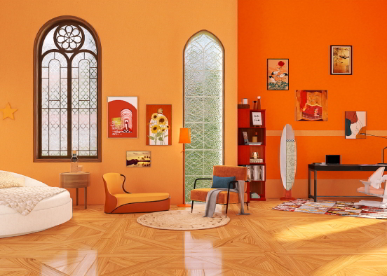 peach (orange vers.) room Design Rendering