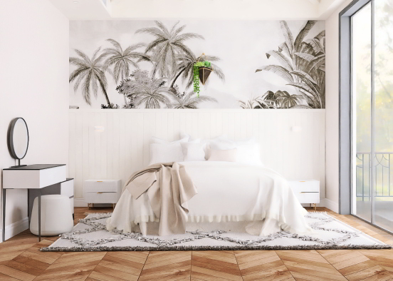 Boho coastal bedroom Design Rendering