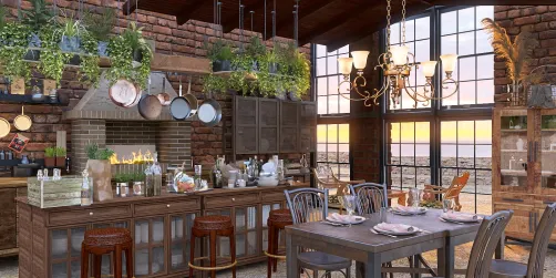 Traditional Kitchen in Autumn 🍂