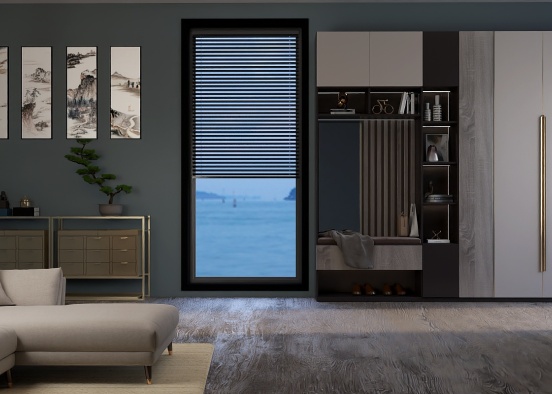 ocean view livingroom Design Rendering