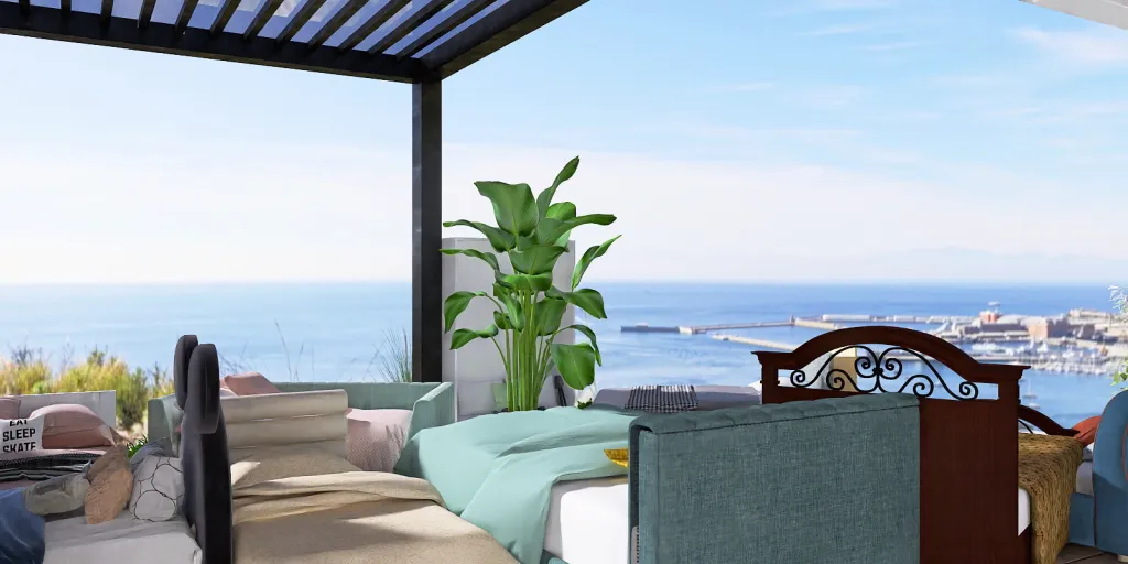 a large bed with a view of the ocean 