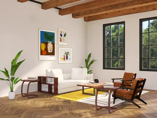 Living room with natural ladscape