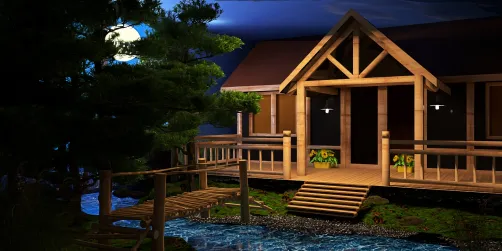 Secluded cabin in the woods.