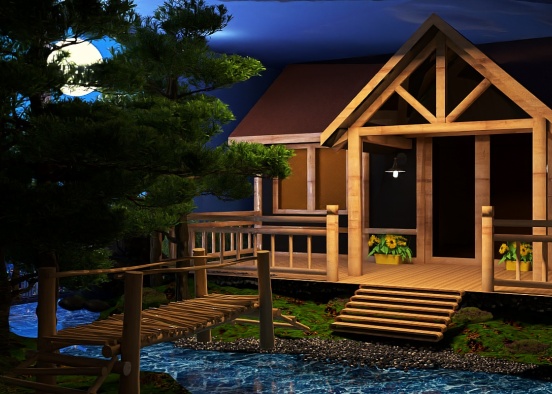 Secluded cabin in the woods. Design Rendering
