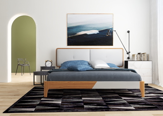 Masculine minimal bedroom  Design Rendering