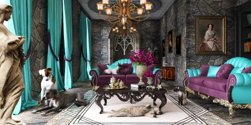 Purple and Turquoise Castle Drawing-room 
