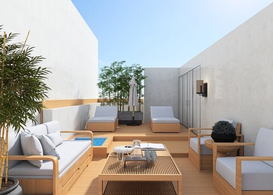 Small Japandi Outdoor Space Design Rendering
