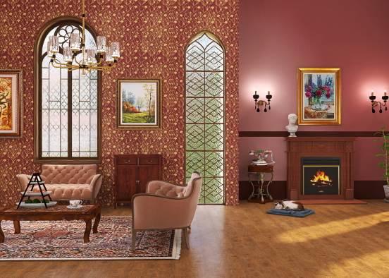 stately living room  Design Rendering