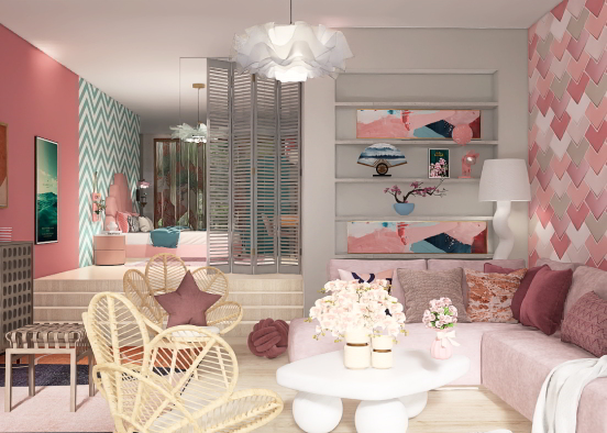 Flamingo's colours style Room  Design Rendering