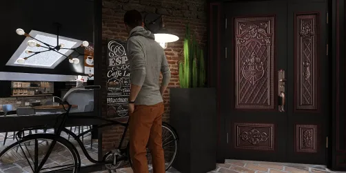 Café and Bike at Night