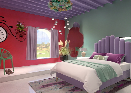 Colourful bedroom  Design Rendering