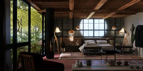 Bedroom with busy garden 🪴 