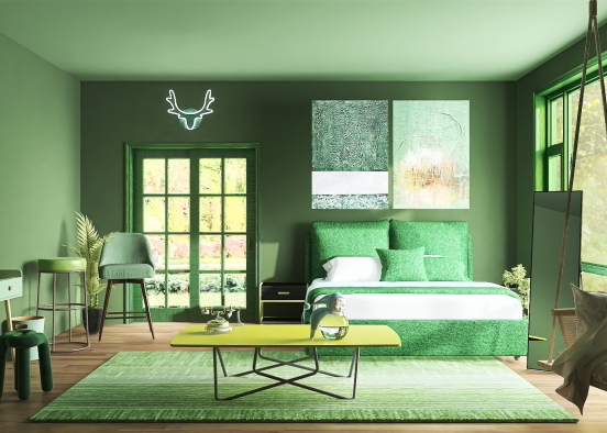Green Bedroom 💚 Design Rendering